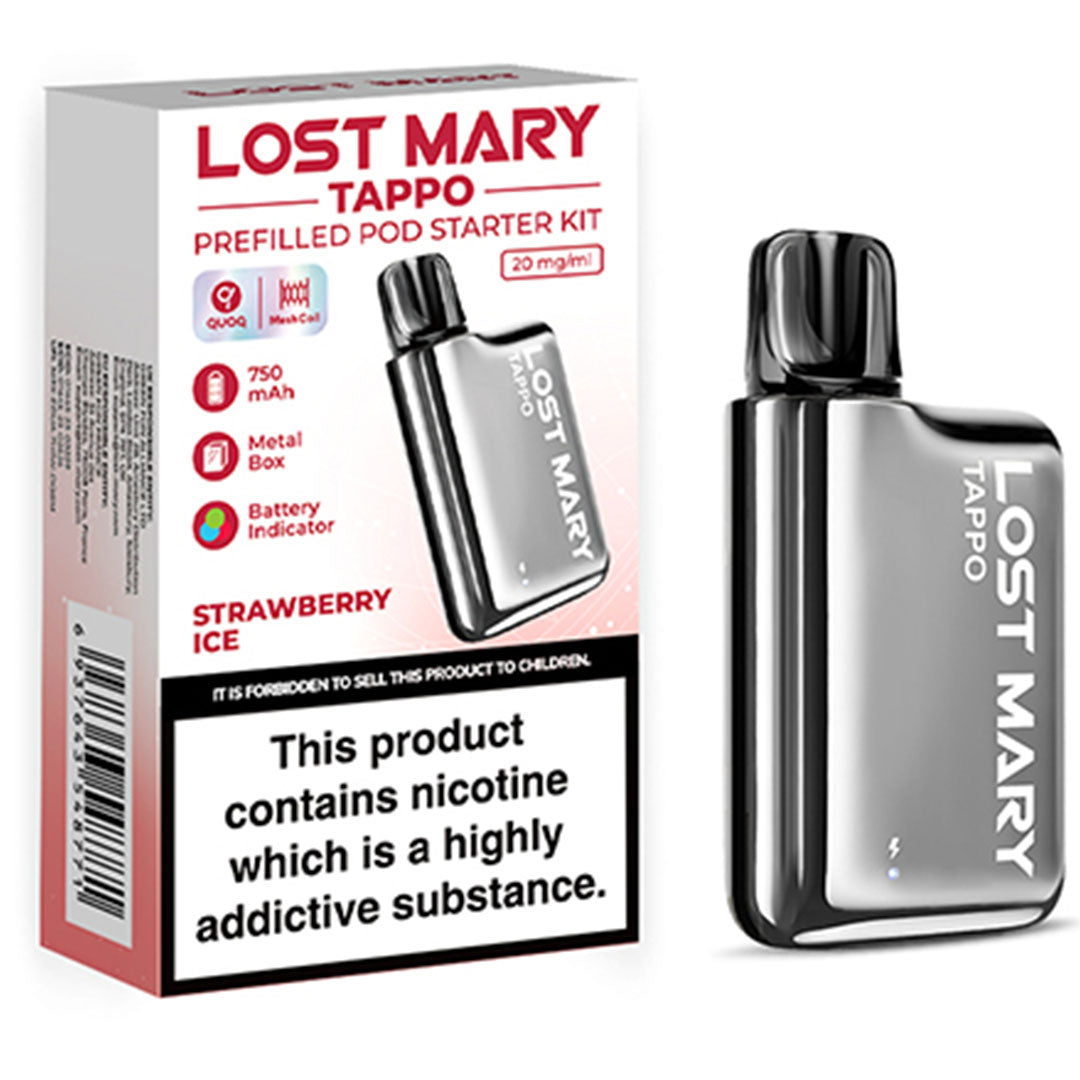 Lost Mary Tappo KIT Lost Mary Silver Stainless Steel & Strawberry Ice