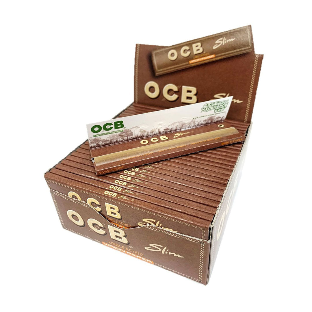 OCB Virgin King Size Slim Unbleached Rolling paper + Tips (32 x 32 Sheets) OCB