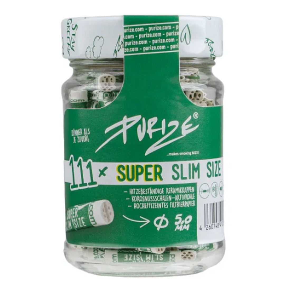 PURIZE Glass 111 SUPER Slim Size Filters in Jar - 0.5mm PURIZE
