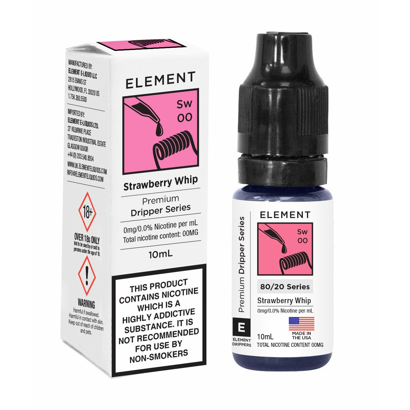 STRAWBERRY WHIP BY ELEMENTS E-LIQUID 10MLElement E-Liquid