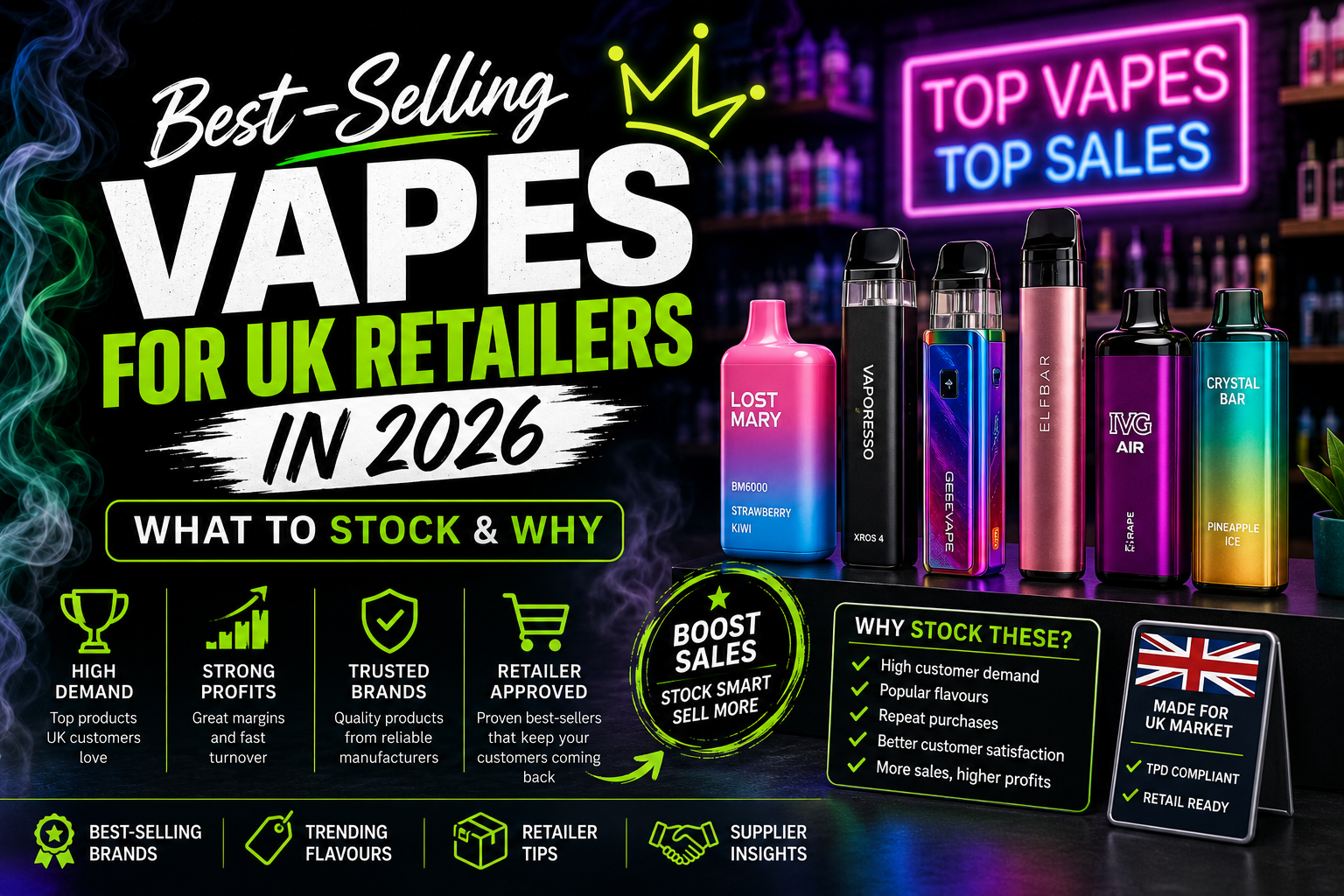 Best-Selling Vapes for UK Retailers in 2026 – What to Stock & Why