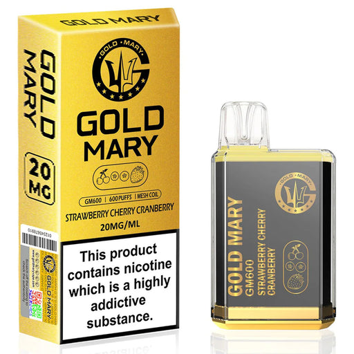 Gold Mary GM600 Disposable Vape 2%  Gold Mary Strawberry cherry cranberry  