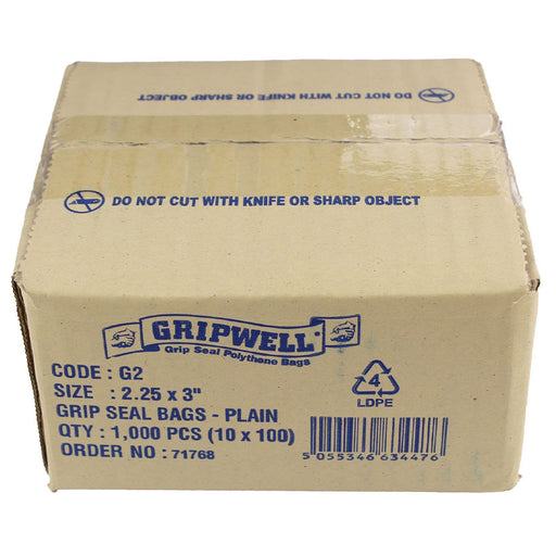GRIP SEAL BAGS -  (1000)  Gripwell G2 57 x 76mm  