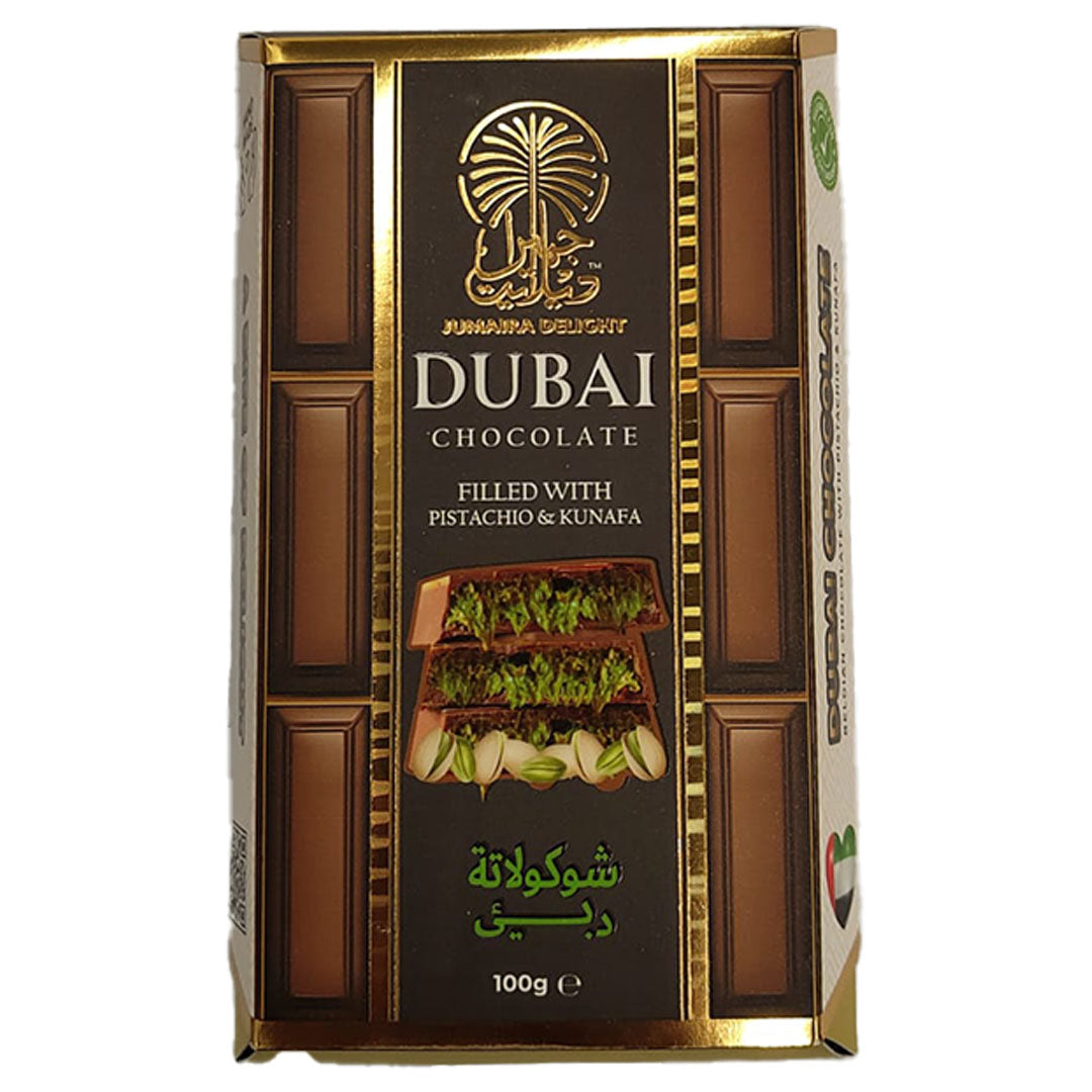 Viral Dubai Kunafa Pistachio Chocolate Bar - Jumaira Delight 100g Choc Fix