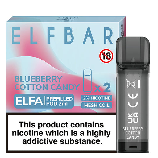 Blueberry Cotton Candy Elf Bar ELFA Prefilled Pods 2ml  Elf Bar   