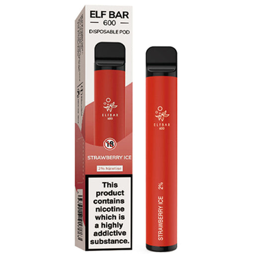 Elf Bar 600 V1 Disposable Pod Device 2%  Elf Bar 20mg Strawberry Ice 